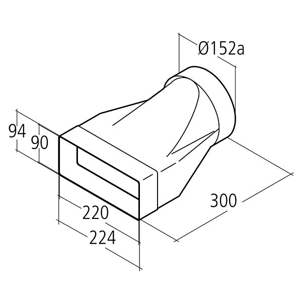 Übergang von Flachkanal auf Rundkanal