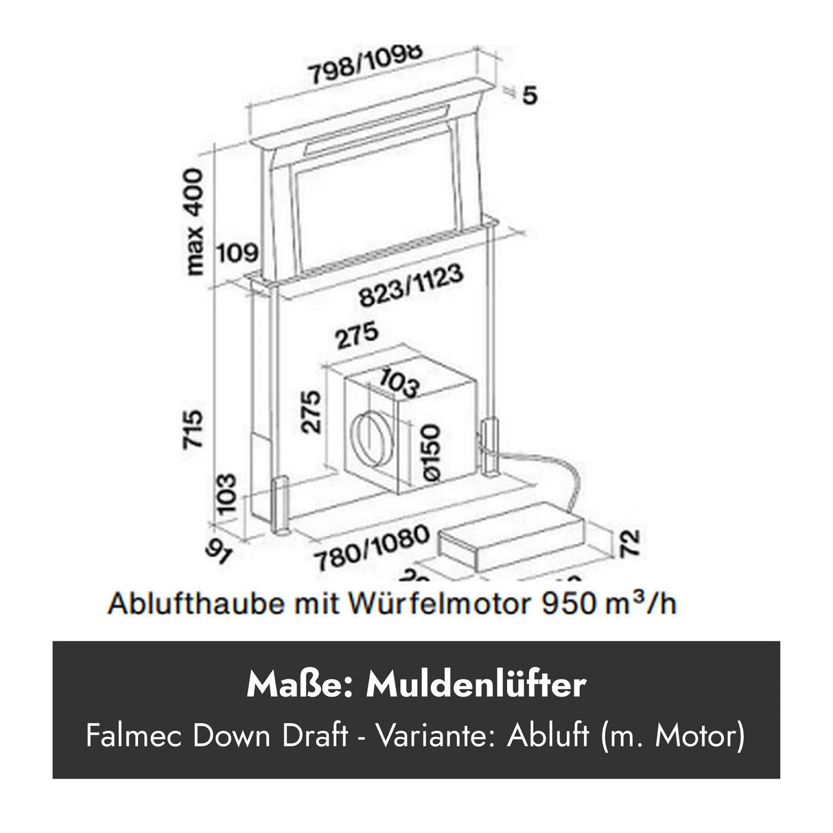 Falmec Down Draft Tischhaube