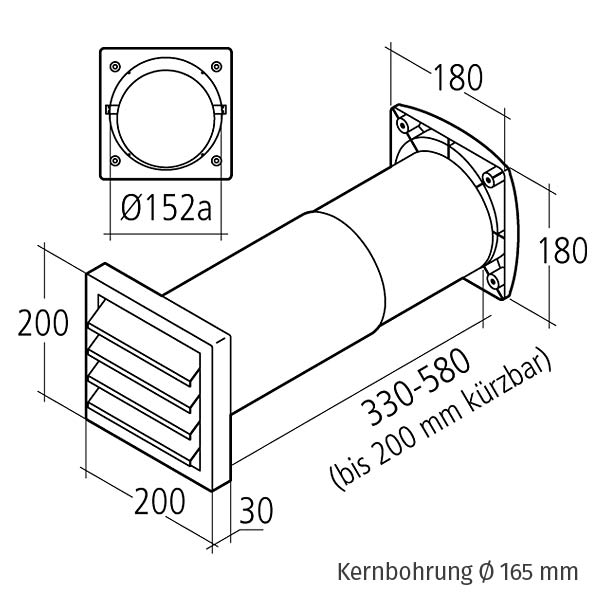 Air-Circle Aeroboy Inox Mauerkasten 150 mm Edelstahl