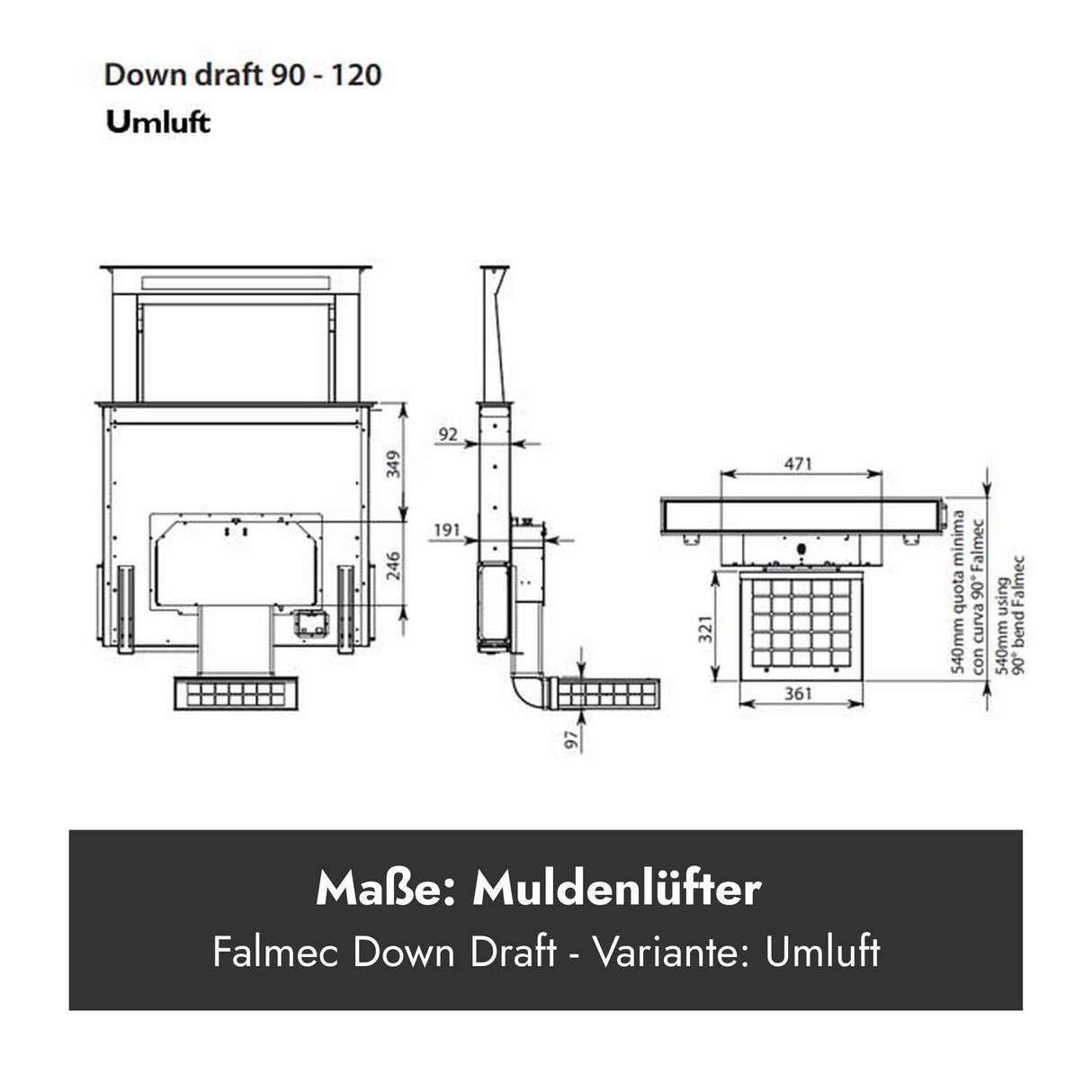 Falmec Down Draft Tischhaube