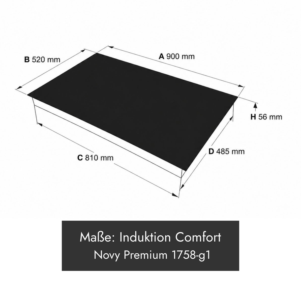 Novy 1758-g1 Comfort Matte Line Induktionskochfeld mit 5 Kochzonen und Gerätemaß 900 x 520 x 56 mm