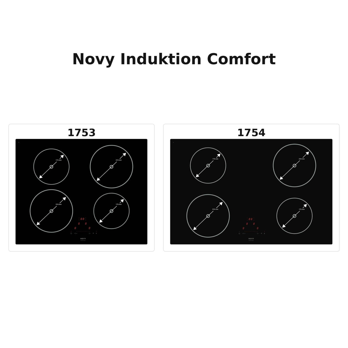 Novy Comfort Kochfeld mit schwarzem Glasdesign, roter Slide-Anzeige und komfortabler Bedienung