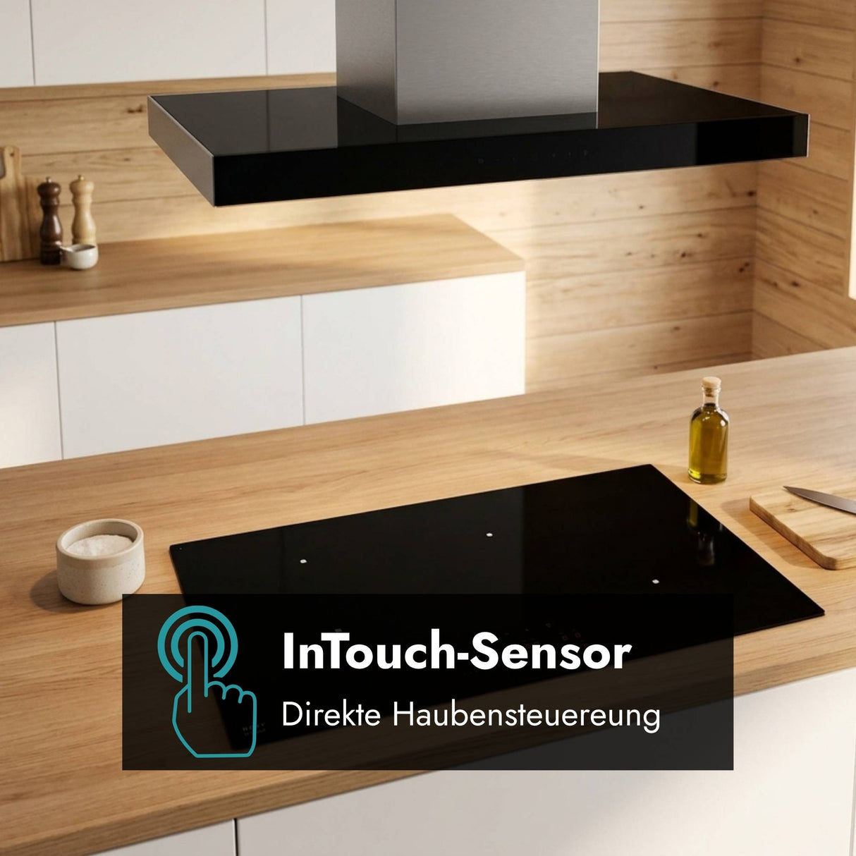 Novy Power Induktionskochfeld mit InTouch-Funktion zur einfachen Steuerung passender Dunstabzugshauben