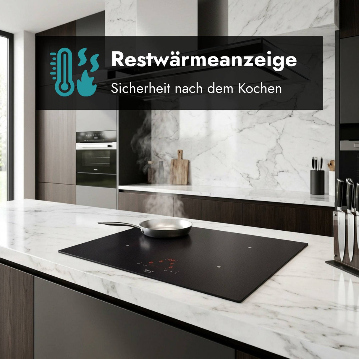 Novy Comfort Matte Line Kochfeld mit Restwärmeanzeige. Sicher kochen und bedienen