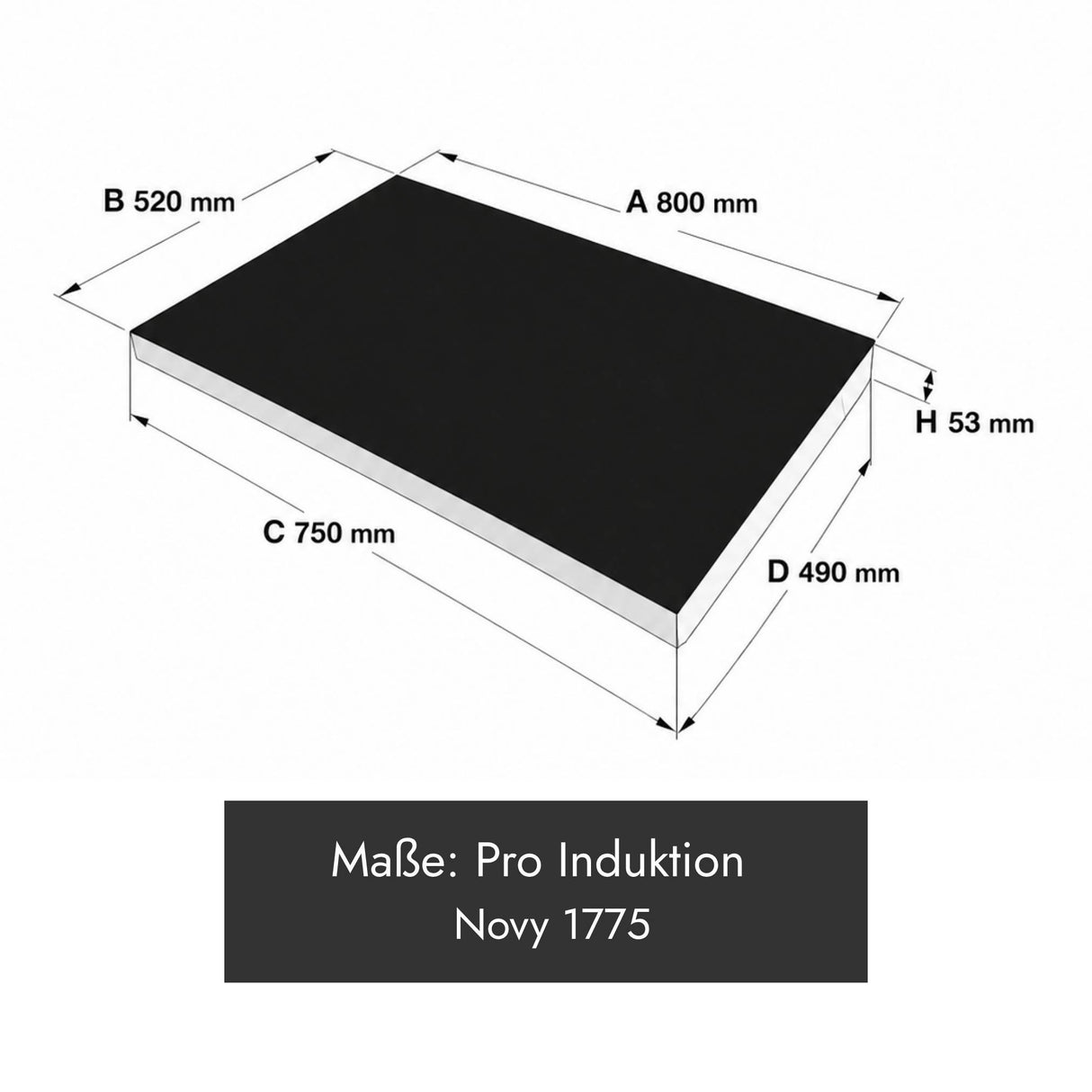 Novy Pro 1775 Induktionskochfeld, 800 x 520 x 53 mm, schwarz mit Slider-Touch-Bedienung