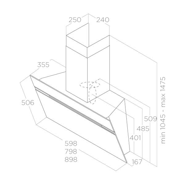 Elica Stripe Kopffreihaube schräg