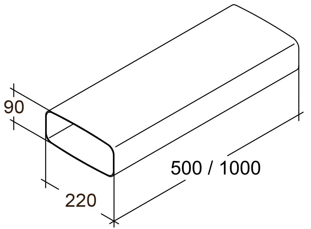 Vierkantrohr ohne Muffe 100 cm lang weiß