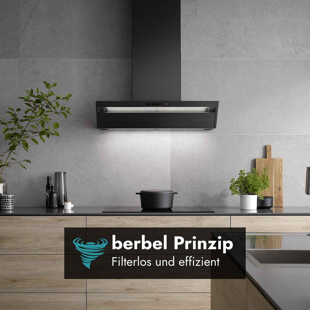 Berbel Kopffreihaube Formline BKH FO mit filterlosem berbel Prinzip zur effizienten Fettabscheidung.
