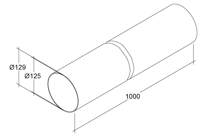 Rundrohr 100 cm - Ø 125 mm