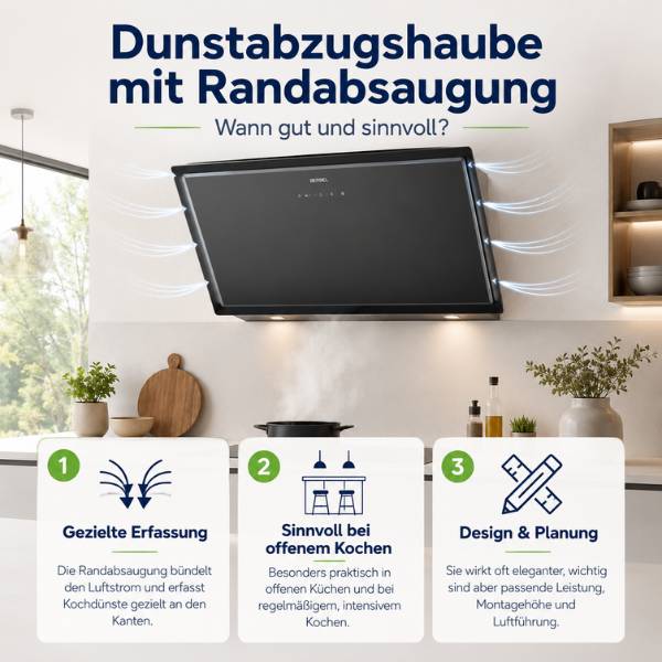 Dunstabzugshaube mit Randabsaugung: Wann gut und sinnvoll?