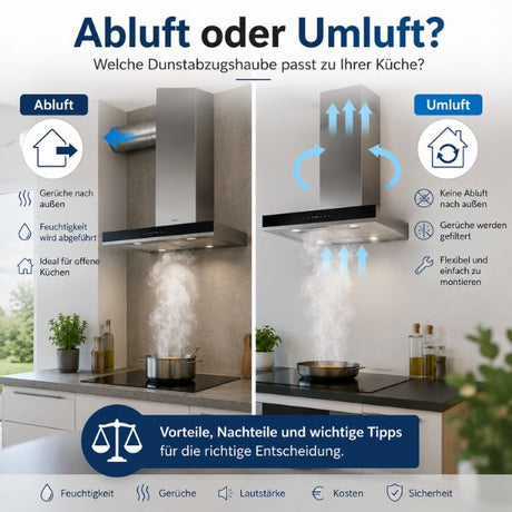 Abluft oder Umluft? Welche Dunstabzugshaube ist die richtige für Sie?