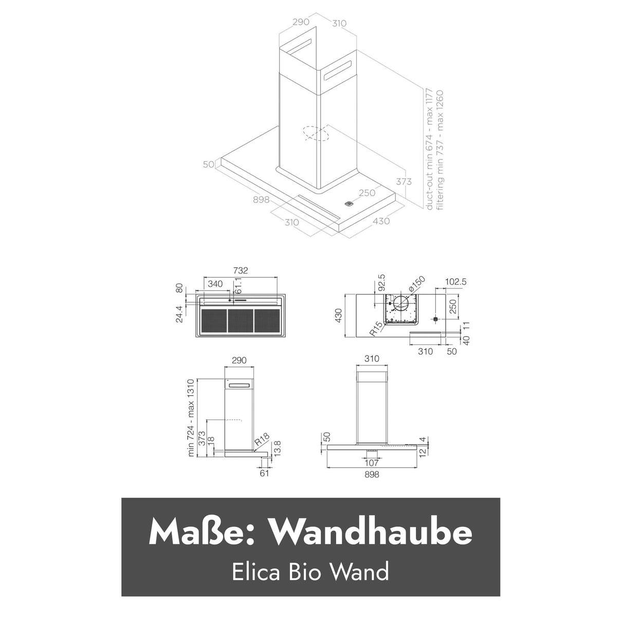 Elica Bio Wand- oder Inselhaube