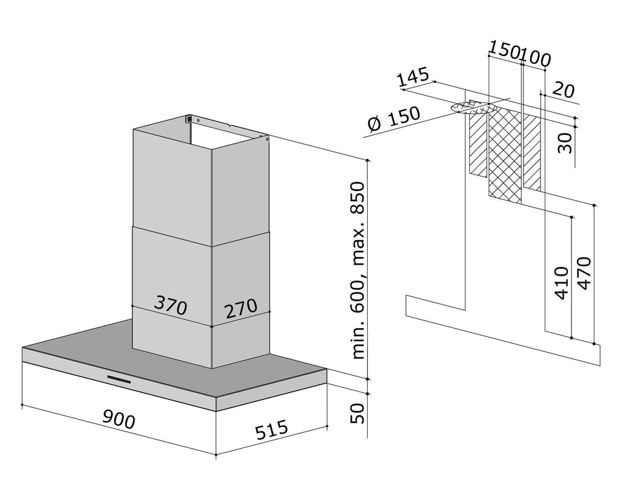 Berbel Smartline BWH 90 ST Wandhaube 