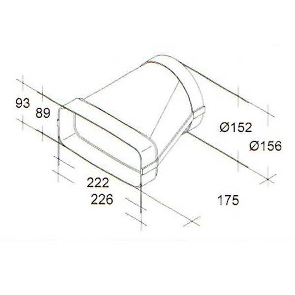 Übergangsstück Flachkanal zu Rundkanal Abluftrohr