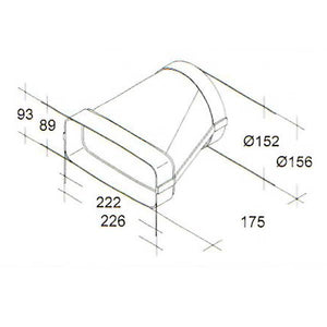 Übergangsstück Flachkanal zu Rundkanal Abluftrohr