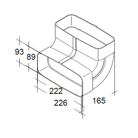 Flachkanal Rohrbogen 90° senkrecht mit Leitelement