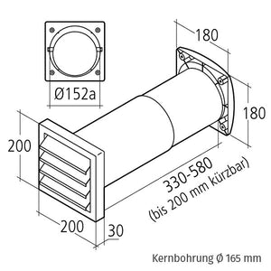 Air-Circle Aeroboy Inox Mauerkasten 150 mm Edelstahl