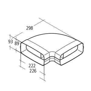 Flachkanal mit Muffe als 90°-Bogen