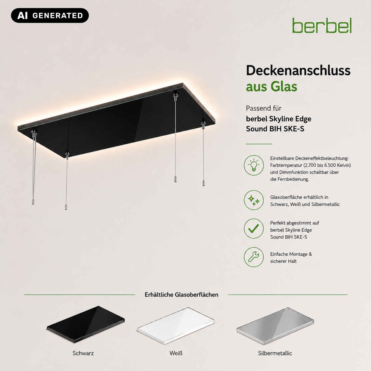 Berbel Deckenanschluss Glasverkleidung + Effektbeleuchtung