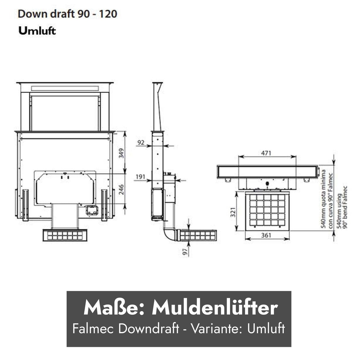Falmec Downdraft Tischhaube