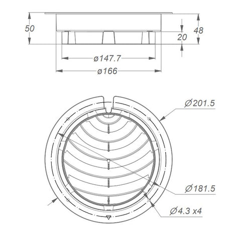 Auslassgitter für Oberschränke