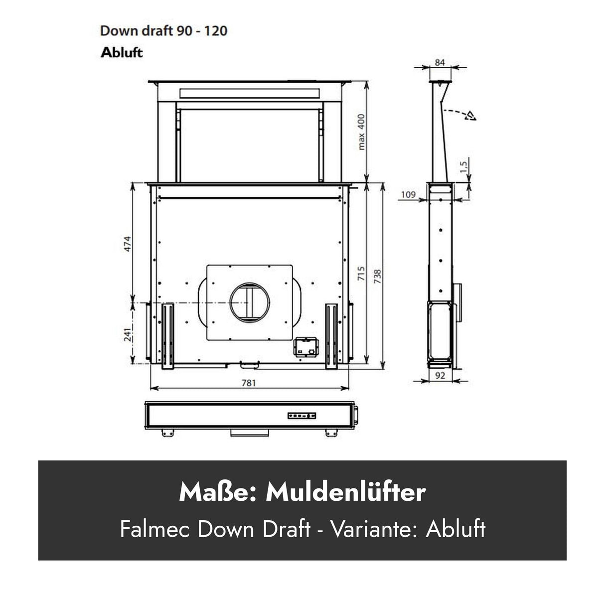 Falmec Down Draft Tischhaube