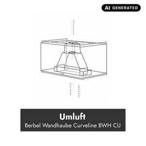 Technische Darstellung der Berbel Wandhaube Curveline BWH CU im Umluftbetrieb.