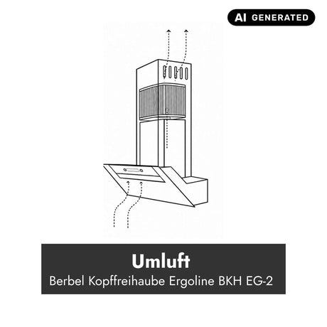 Technische Darstellung der Berbel Ergoline BKH EG-2 im Umluftbetrieb mit Luftführung durch den Kamin.