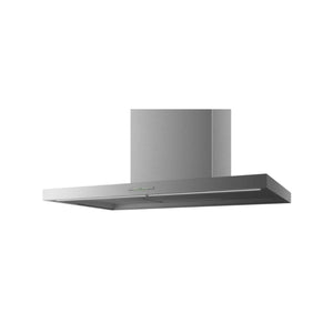 Berbel Wandhaube Smartline BWH ST aus Edelstahl mit flachem Haubenkörper, zentralem Schacht und integrierter LED-Beleuchtung auf weißem Hintergrund.