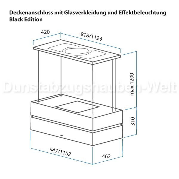 Berbel Deckenanschluss Glasverkleidung + Effektbeleuchtung