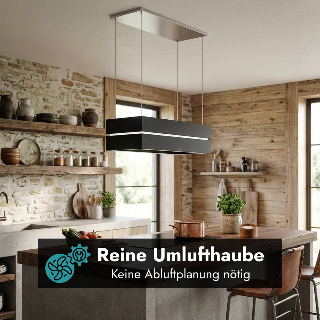 berbel Skyline Edge Base Umluft-Dunstabzugshaube mit berbel Prinzip ohne Fettfilter