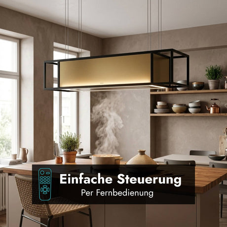 Schwebende Inselhaube berbel Skyline Frame mit Fernbedienung, Liftfunktion und hochwertiger Made in Germany Qualität