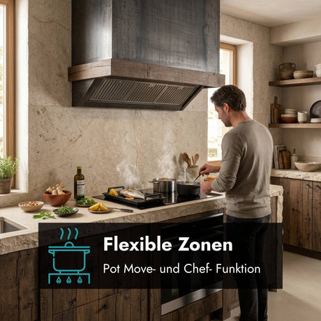 Novy Pro Kochfeld mit Chef-Funktion, Pot Move und Timer für präzises Kochen