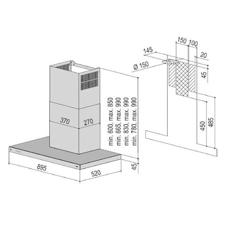 Berbel Wandhaube Glassline BWH 90 GL