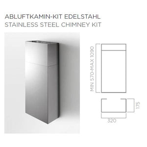 Kamin-Kit Edelstahl für elica Wandhauben