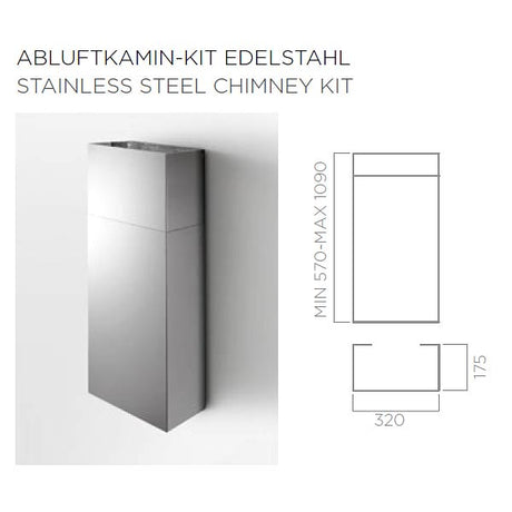 Kamin-Kit Edelstahl für elica Wandhauben