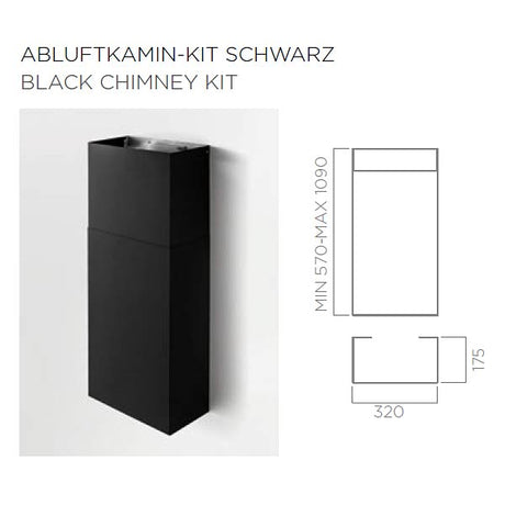 Kamin-Kit Schwarz für elica Wandhauben