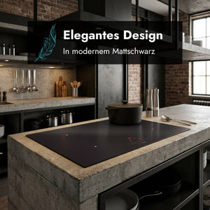 Mattschwarzes Novy Comfort Induktionskochfeld mit runden Kochzonen und elegantem Design