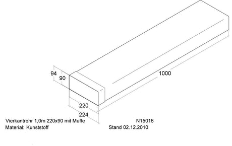 Flachkanal mit Muffe für Ablufthauben