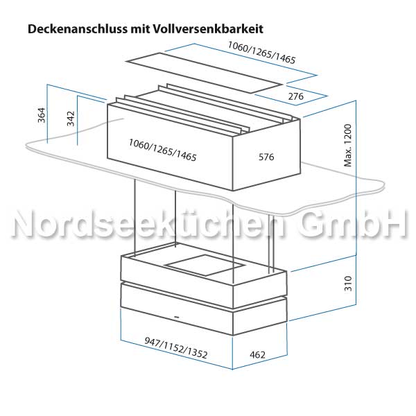Deckenanschluss vollversenkbar für Skyline