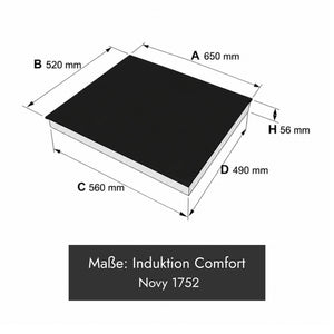 Novy 1752 Comfort Induktionskochfeld mit 3 Kochzonen und Gerätemaß 650 x 520 x 56 mm