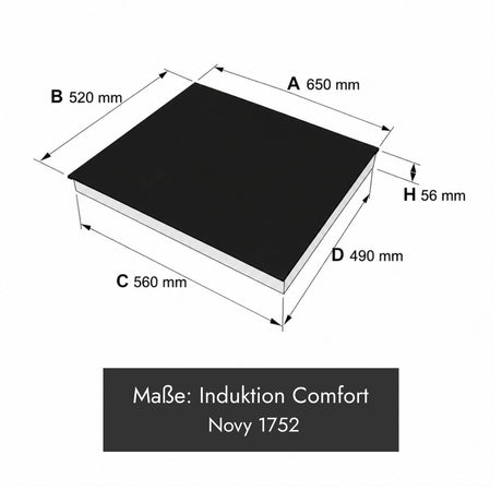 Novy 1752 Comfort Induktionskochfeld mit 3 Kochzonen und Gerätemaß 650 x 520 x 56 mm