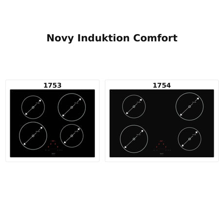 Novy Comfort Kochfeld mit schwarzem Glasdesign, roter Slide-Anzeige und komfortabler Bedienung