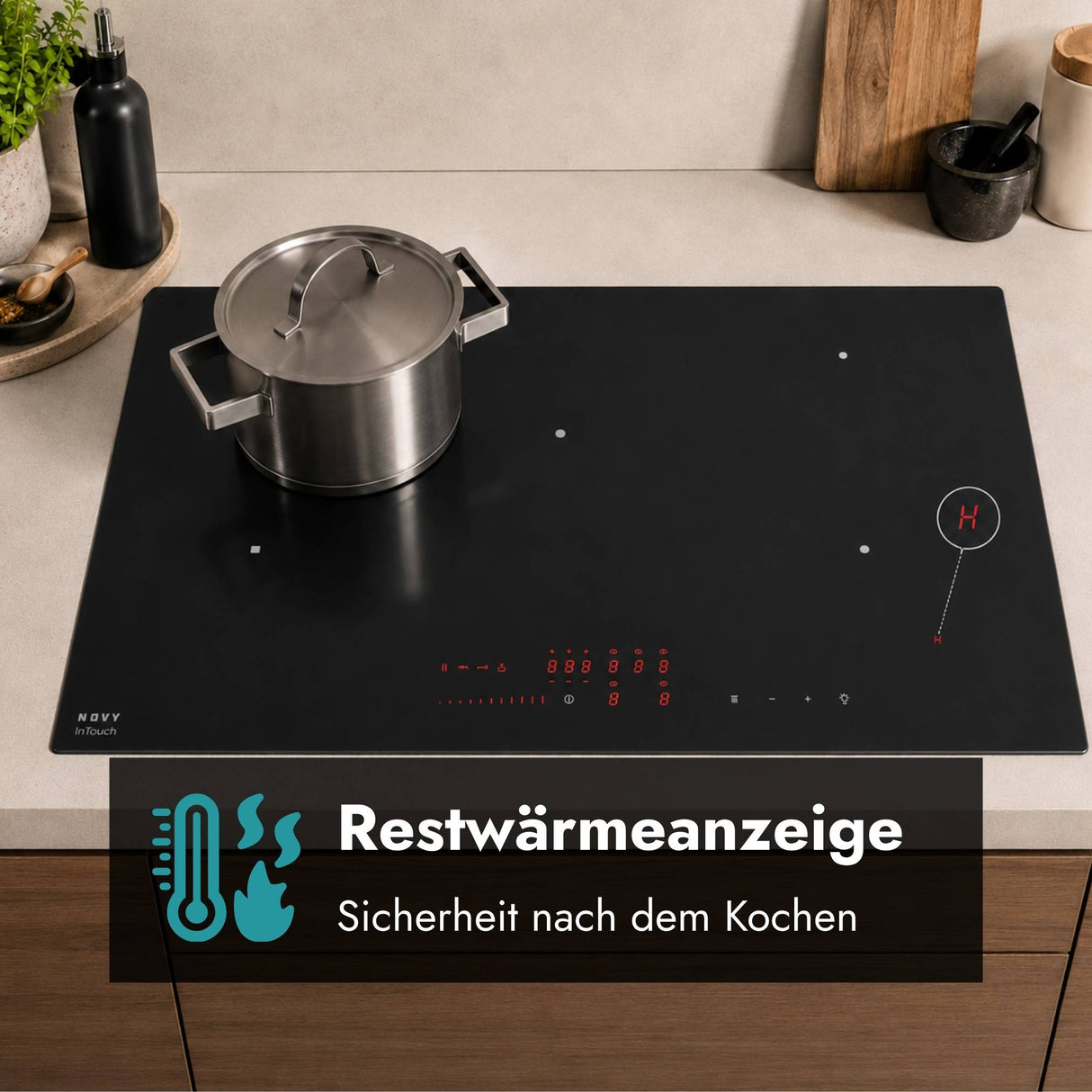 Novy Power Kochfeld mit Restwärmeanzeige, Timer und komfortabler Touch-Steuerung
