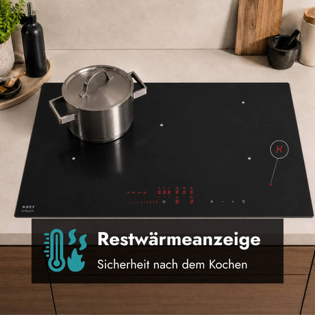 Novy Power Kochfeld mit Restwärmeanzeige, Timer und komfortabler Touch-Steuerung