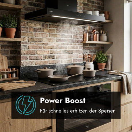 Novy Power Kochfeld mit InTouch-Funktion zur einfachen Steuerung kompatibler Dunstabzugshauben