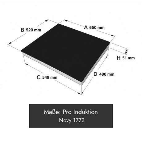 Novy Pro 1773 Induktionskochfeld, 650 x 520 x 51 mm, schwarz mit vier Kochzonen