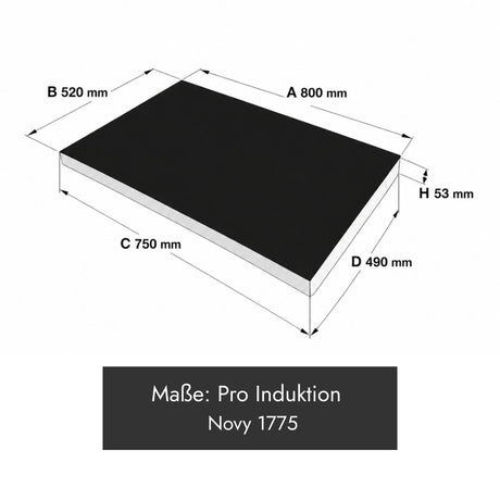 Novy Pro 1775 Induktionskochfeld, 800 x 520 x 53 mm, schwarz mit Slider-Touch-Bedienung