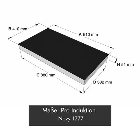 Novy Pro 1777 Induktionskochfeld, 910 x 410 x 51 mm, schwarz im Panoramaformat