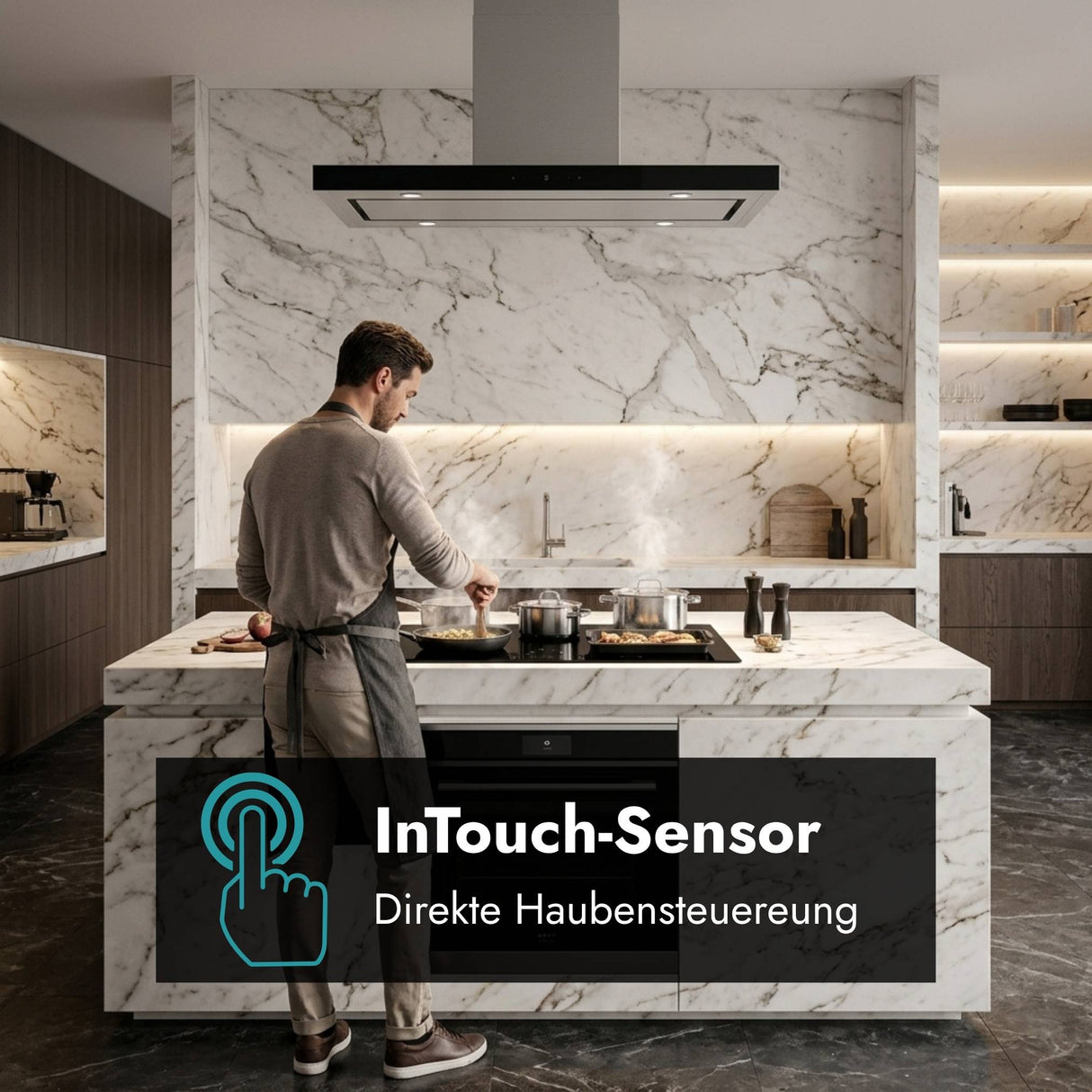 Novy Pro Kochfeld mit InTouch-Funktion zur Steuerung einer passenden Dunstabzugshaube